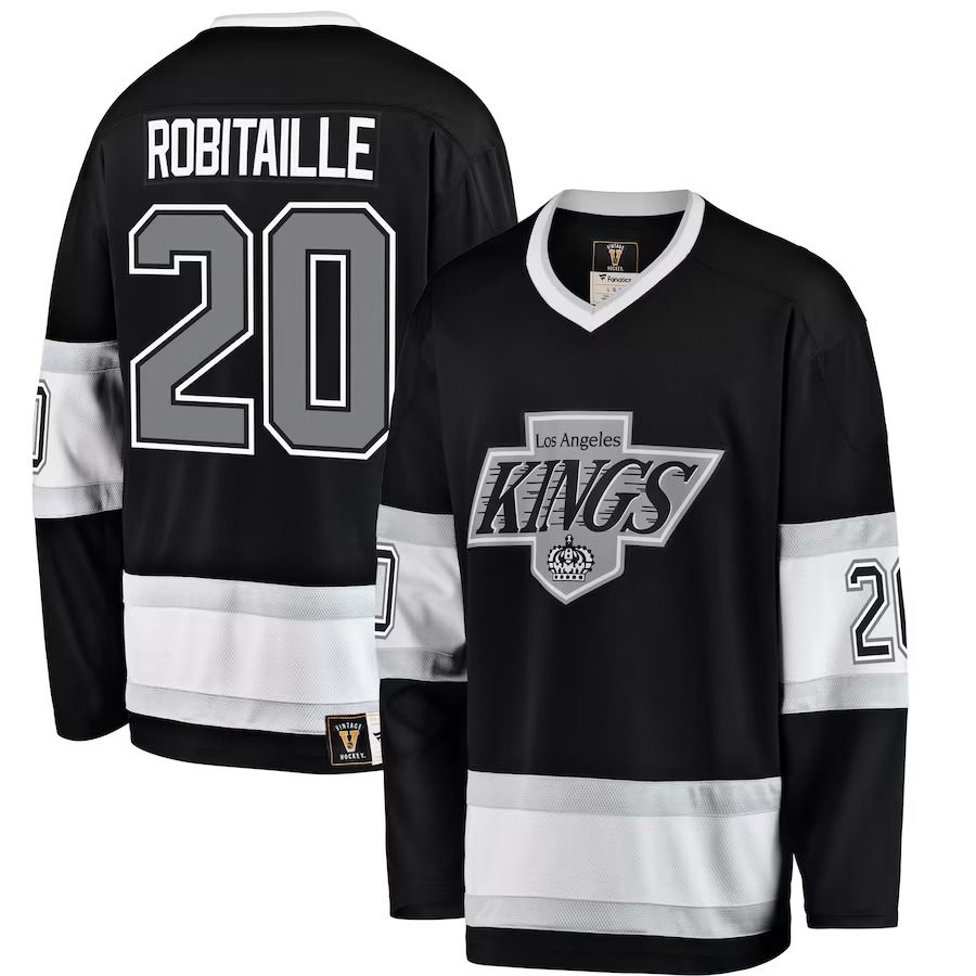 Men Los Angeles Kings 20 Luc Robitaille Fanatics Branded Black Premier Breakaway Retired Player NHL Jersey